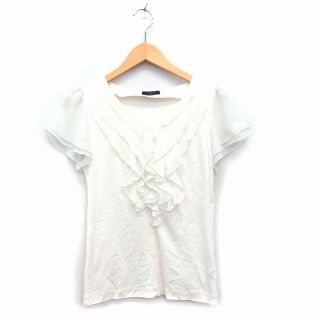 イネド(INED)のイネド INED カットソー Tシャツ 半袖 フリル 9 ホワイト /KT18(カットソー(半袖/袖なし))