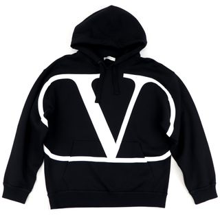 美品ヴァレンティノ VLTN ロゴ ジップアップ パーカー黒 S