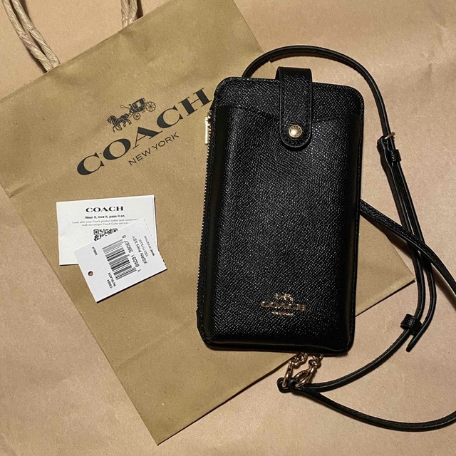 COACH スマホショルダー クロスボディ シグネチャー ブラック