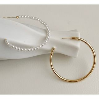 アメリヴィンテージ(Ameri VINTAGE)の【NEW】新品インポート♡フープ パール ゴールド ピアス イヤリング(ピアス)