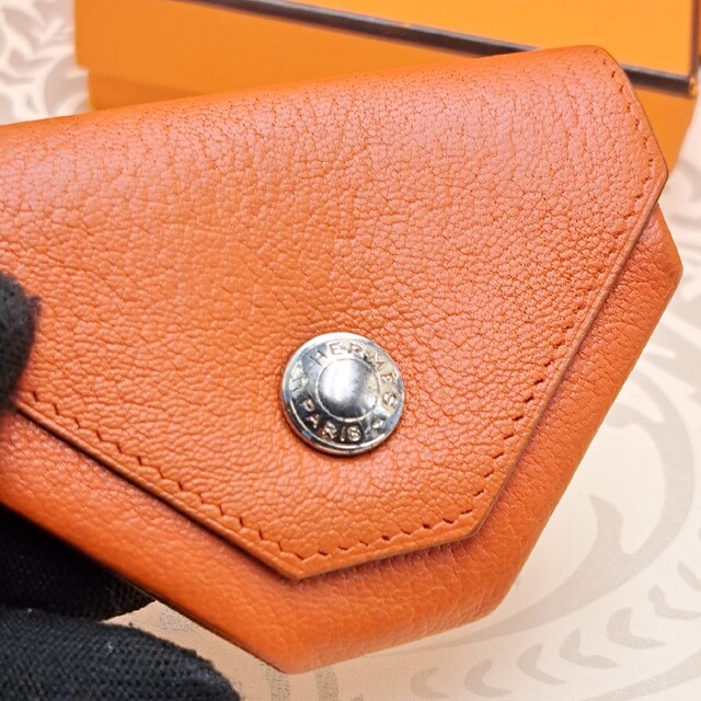 ヴィンテージ HERMES ルヴァンキャトル シェーブル オレンジ 小銭入れ