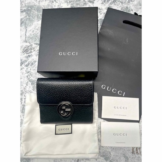 出産祝い Gucci グッチ 二つ折り財布 ブラック 【新品未使用】GUCCI 財布