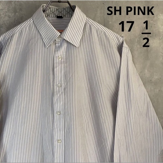 SH PINK  ビッグシルエット　長袖シャツ　紫　ストライプ　XL メンズのトップス(シャツ)の商品写真