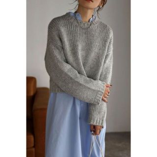 ザラ(ZARA)の✨新品タグ付✨BonjourSaganローゲージショートニット・ライトグレー(ニット/セーター)