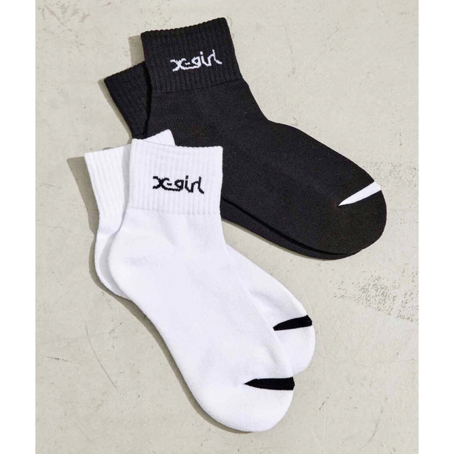 X-girl(エックスガール)の新品 X-girl エックスガール ロゴ靴下　2pacセット 2P SOCKS レディースのファッション小物(その他)の商品写真