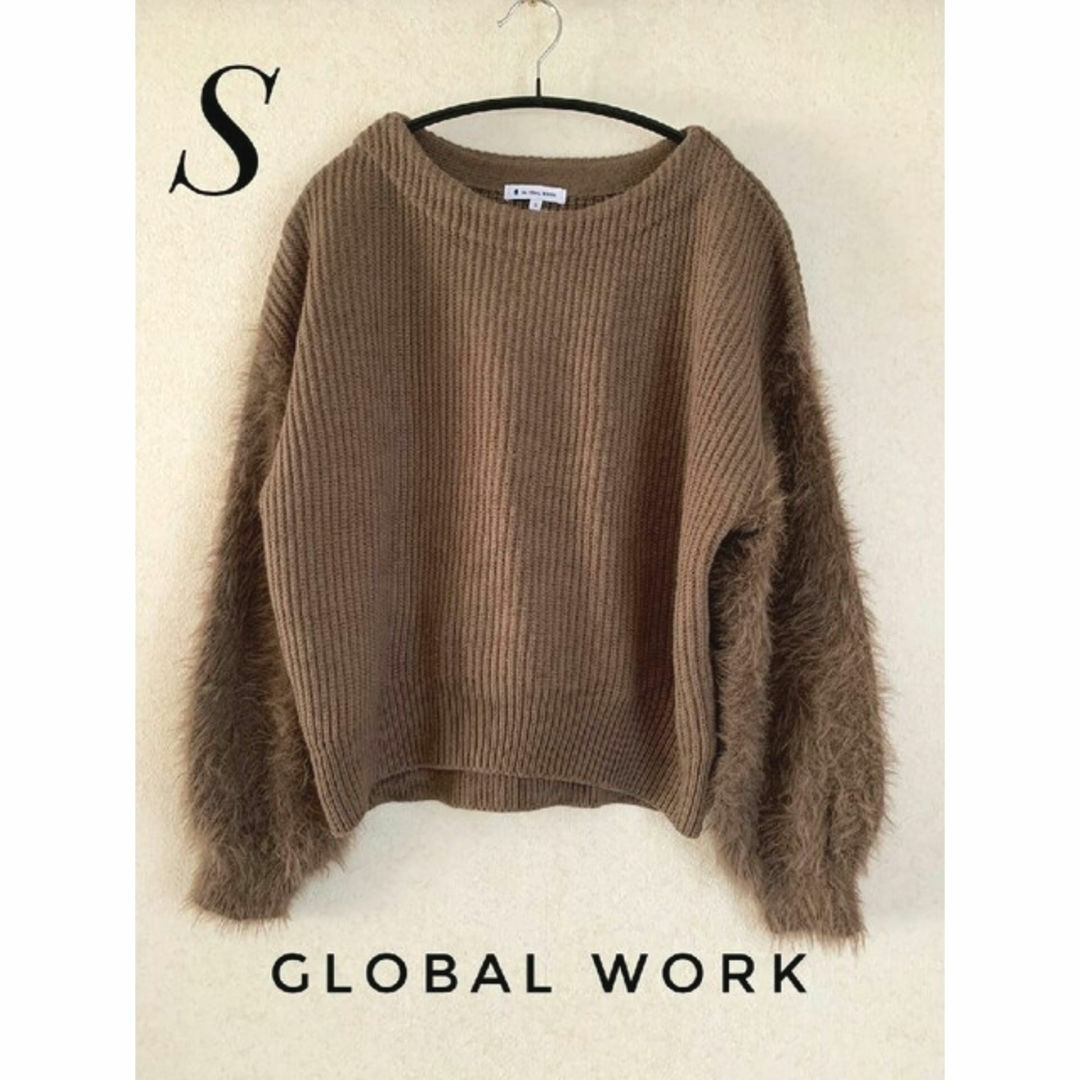 GLOBAL WORK(グローバルワーク)異素材フェザースリーブニット*ブラウン | フリマアプリ ラクマ