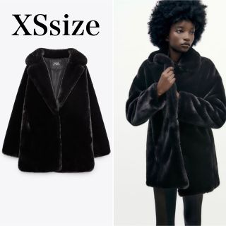 【極美品】ZARA ファーコート　ブラック　もこもこアウター