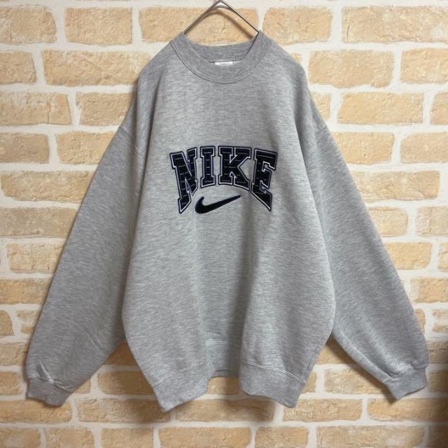 90s】NIKE ナイキ スウェット トレーナー グレー 刺繍ロゴ XLXL( 90s】NIKE ナイキ スウェット トレーナー グレー 刺繍ロゴ XLXL(