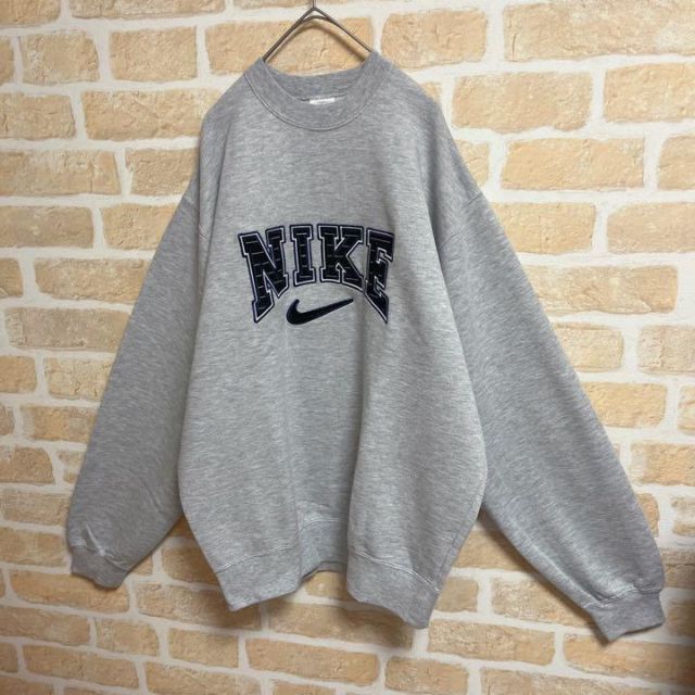 90s】NIKE ナイキ スウェット トレーナー グレー 刺繍ロゴ XLXL( 90s】NIKE ナイキ スウェット トレーナー グレー 刺繍ロゴ XLXL(