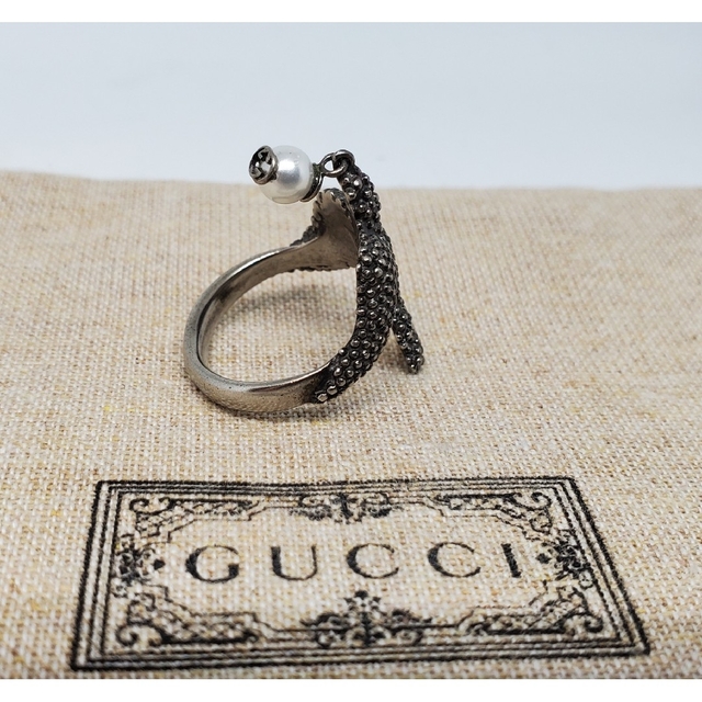 即日発送 【超レア廃盤品】GUCCI パール付バード アンガーフォレスト