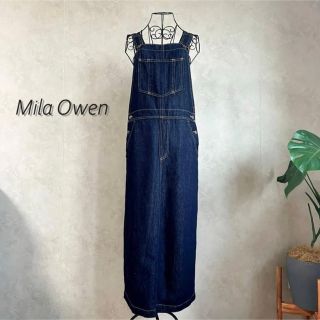 ミラオーウェン(Mila Owen)の【美品】ミラオーウェン　リネン混デニムジャンパースカート(ロングスカート)