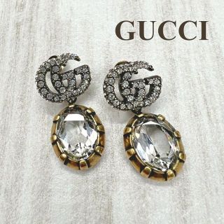 グッチ GUCCI ピアス ラインストーン インターロッキングG ダブルG-