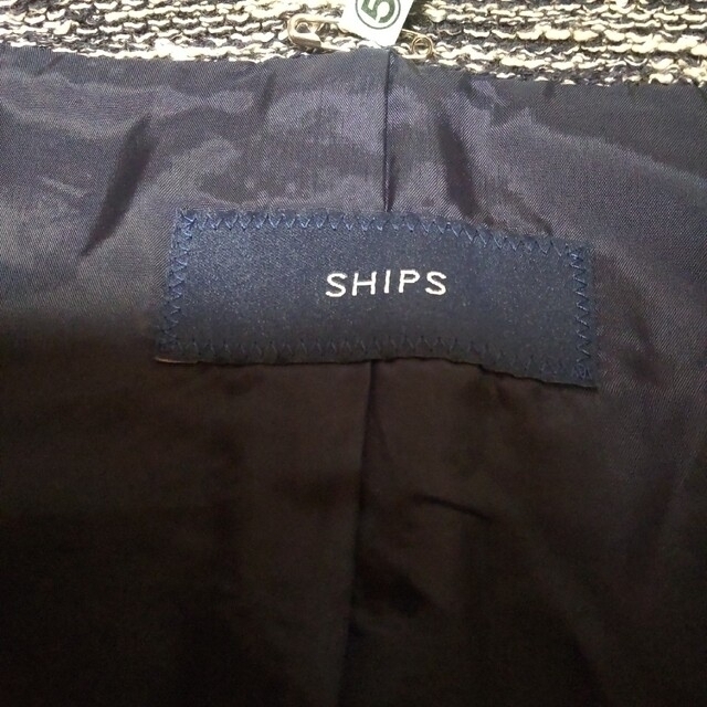 SHIPS(シップス)のSHIPS シップス MAPEL社生地ノーカラージャケット 38 ネイビー レディースのジャケット/アウター(ノーカラージャケット)の商品写真