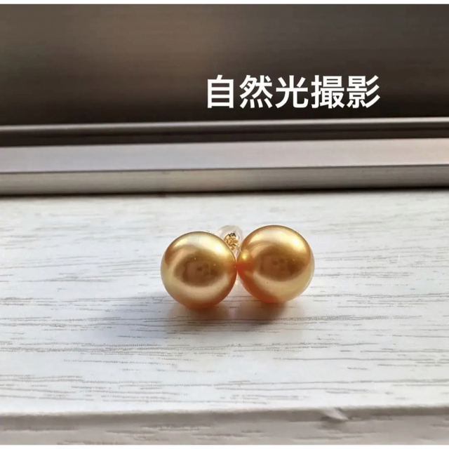 真珠 天然南洋白蝶 ゴールデンパール K18 大粒 約12.7mm~ ピアス