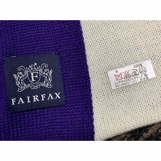 FAIR FAX(フェアファクス)の【冬物セール！】新品マフラー　メンズ　BLACK purple 毛100% メンズのファッション小物(マフラー)の商品写真