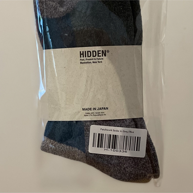 希少‼️ HIDDEN Patchwork Socks 灰/青 新品 メンズのレッグウェア(ソックス)の商品写真