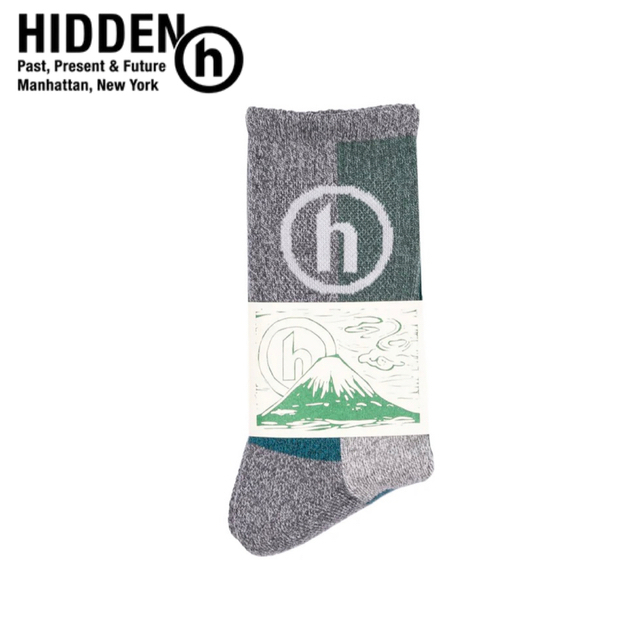 希少‼️ HIDDEN Patchwork Socks 灰/青 新品 メンズのレッグウェア(ソックス)の商品写真