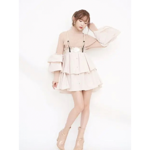 Crayme,(クレイミー)のcrayme knit frill dress ブラック レディースのワンピース(ミニワンピース)の商品写真