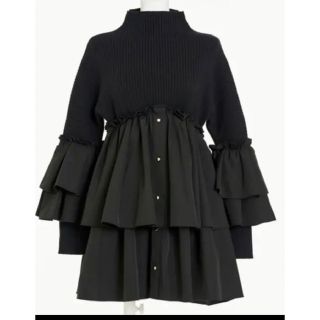 クレイミー(Crayme,)のcrayme knit frill dress ブラック(ミニワンピース)