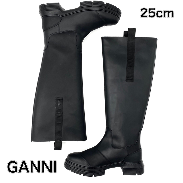 40 25cm GANNI ガニー ロングブーツ レインブーツ ブラックの通販 by