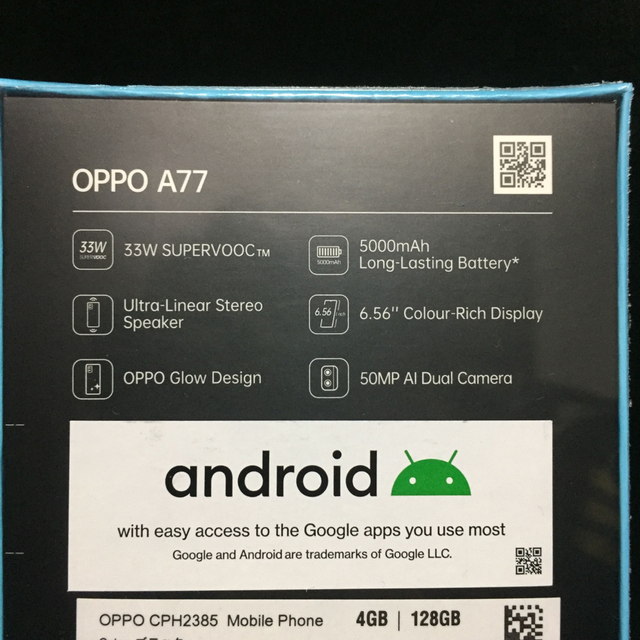 OPPO(オッポ)の【新品未使用★未開封】 OPPO Ａ77 ブラック SIMフリースマホ 白ロム スマホ/家電/カメラのスマートフォン/携帯電話(スマートフォン本体)の商品写真