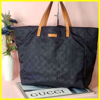 Gucci - ☆人気☆ GUCCI グッチ トートバッグ GG柄 A4 収納 ネイビーの