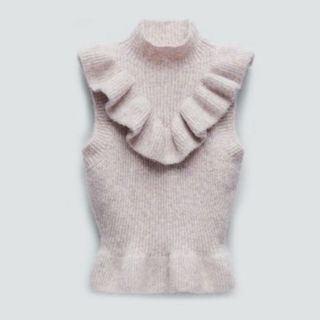 ザラ(ZARA)の美品　ZARA ザラ　ニット　トップス　ノースリーブ　フリル　人気　完売(ニット/セーター)