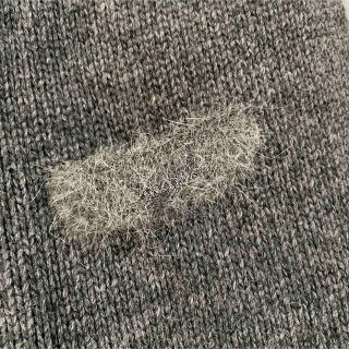 marine-blau ニットベスト ファーサイドスリット ロング グレー