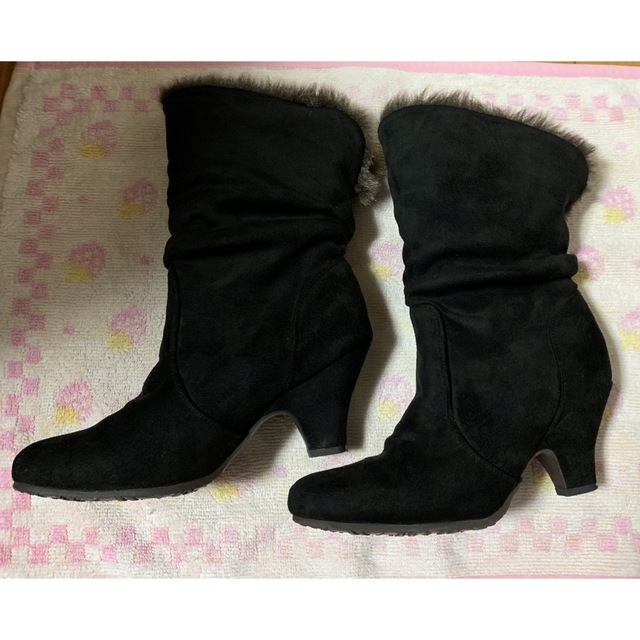 お値下げ☆ 黒、ファーブーツ レディースの靴/シューズ(ブーツ)の商品写真