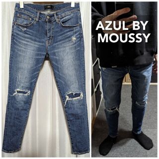 アズールバイマウジー(AZUL by moussy)のAZUL BY MOUSSYクラッシュデニムダメージジーンズメンズデニムMサイズ(デニム/ジーンズ)