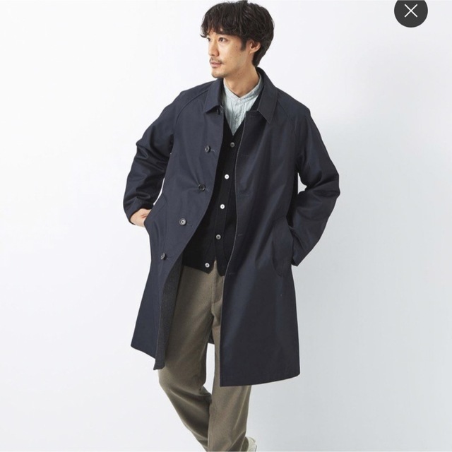 【新品】CABaNメンズ ステンカラー ロングコート L オーバーサイズ 茶×黒