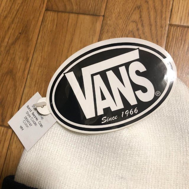 VANS(ヴァンズ)の90s フィリピン製 OLD VANS ニット帽 紺 白 古着 ヴァンズ メンズの帽子(ニット帽/ビーニー)の商品写真