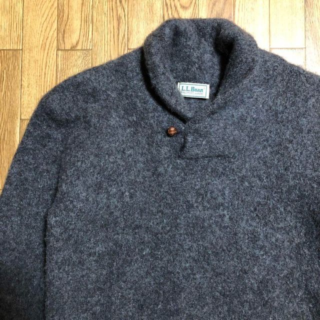 L.L.Bean(エルエルビーン)の80s L.L.Bean ショールカラー ウール セーター グレー 古着 メンズのトップス(ニット/セーター)の商品写真