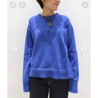 アパルトモンドゥーズィエムクラス(L'Appartement DEUXIEME CLASSE)の クルーネックSlit Knit ブルー(ニット/セーター)