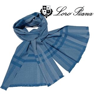 ロロピアーナ(LORO PIANA)のロロピアーナLoro Pianaメンズ　ウール100％　マフラー　ブルー(マフラー)