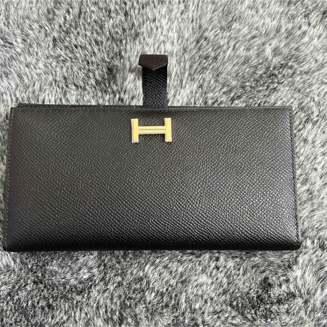 手数料安い Hermes - ベアンスフレ 黒 ゴールド金具 長財布 手数料安い Hermes - ベアンスフレ 黒 ゴールド金具 長財布