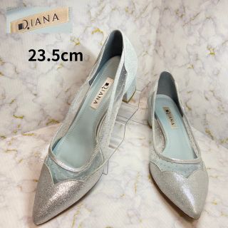 ☆レース☆ DIANA ダイアナ シルバーカラー パンプス 23.5cm