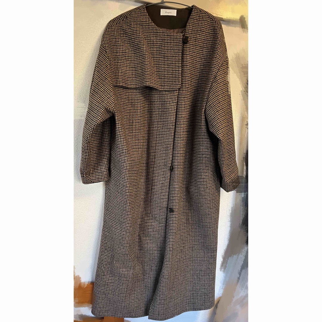 no collar wool check coat