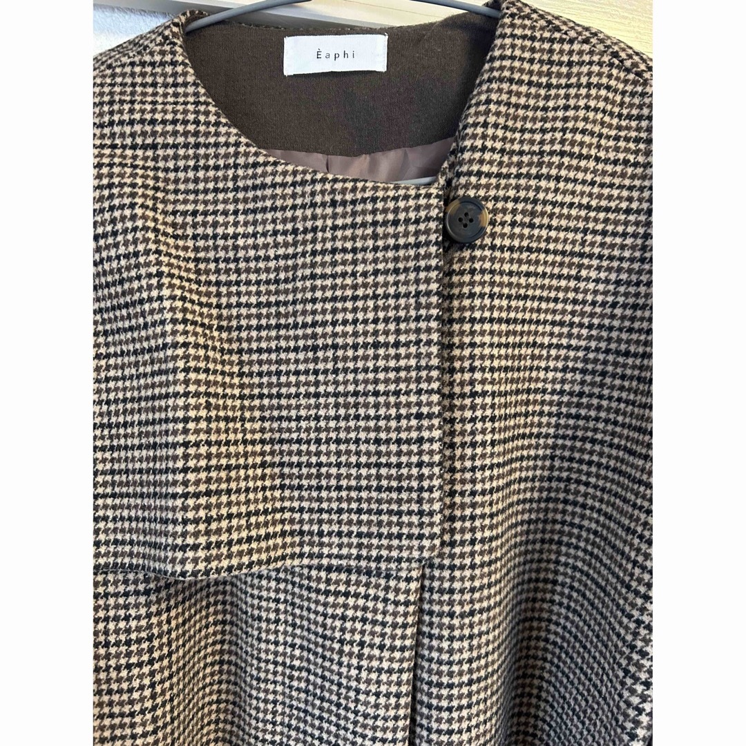 eaphi no collar wool check coat