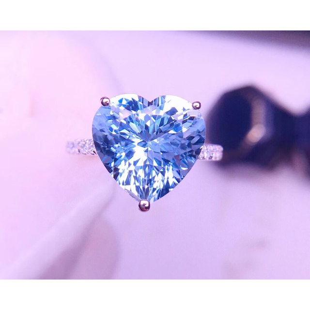 天然アクアマリン ダイヤ リング5.5ct k18 ¥の通販 by Rui｜ラクマ