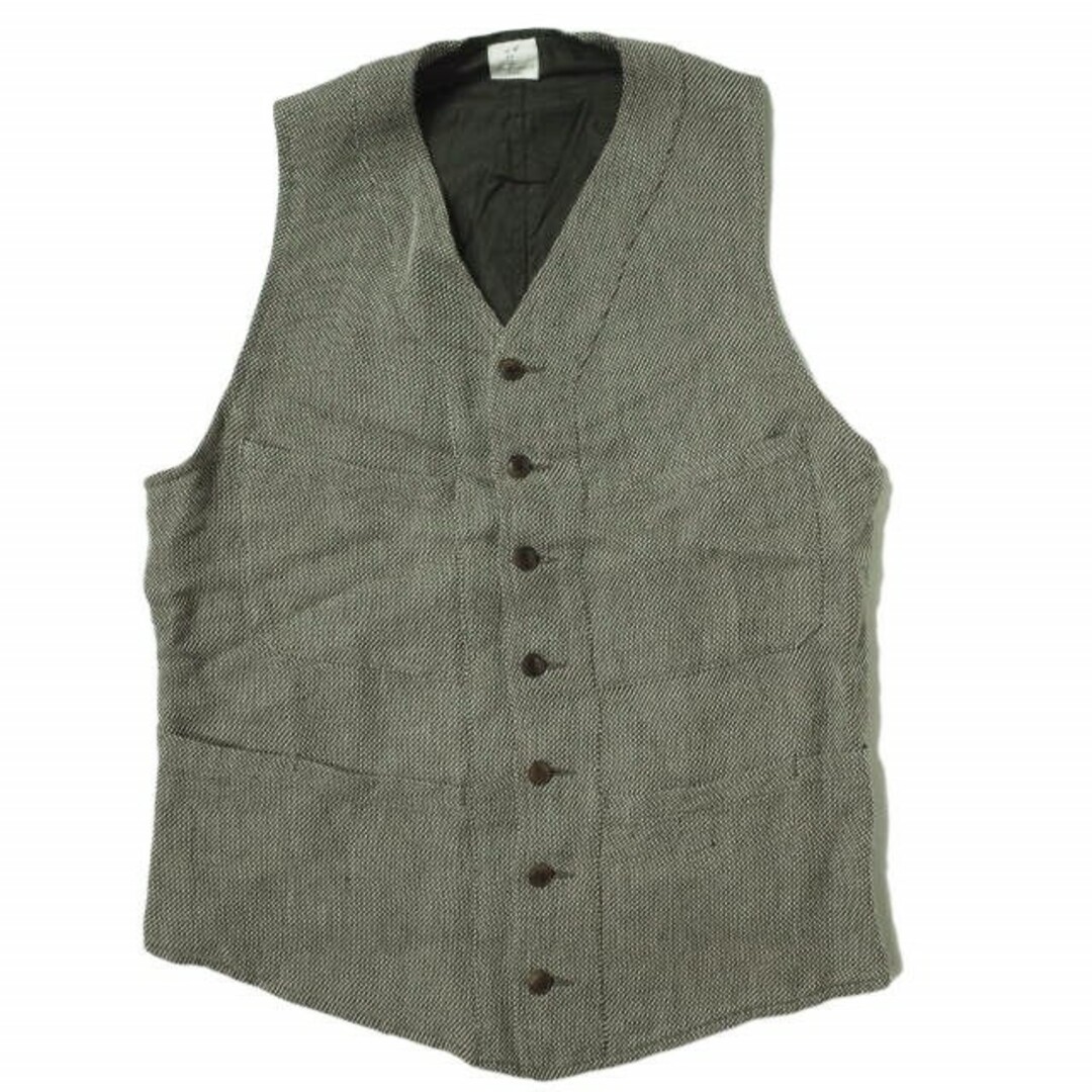 ANATOMICA アナトミカ フランス製 SAGAN VEST - LINEN リネンサガンベスト S ブラウン ジレ ハンティング トップス【ANATOMICA】