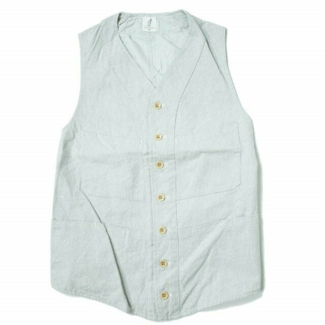 ANATOMICA アナトミカ フランス製 SAGAN VEST - COTTON STRIPE コットンストライプサガンベスト S BLUE ジレ ハンティング トップス【ANATOMICA】