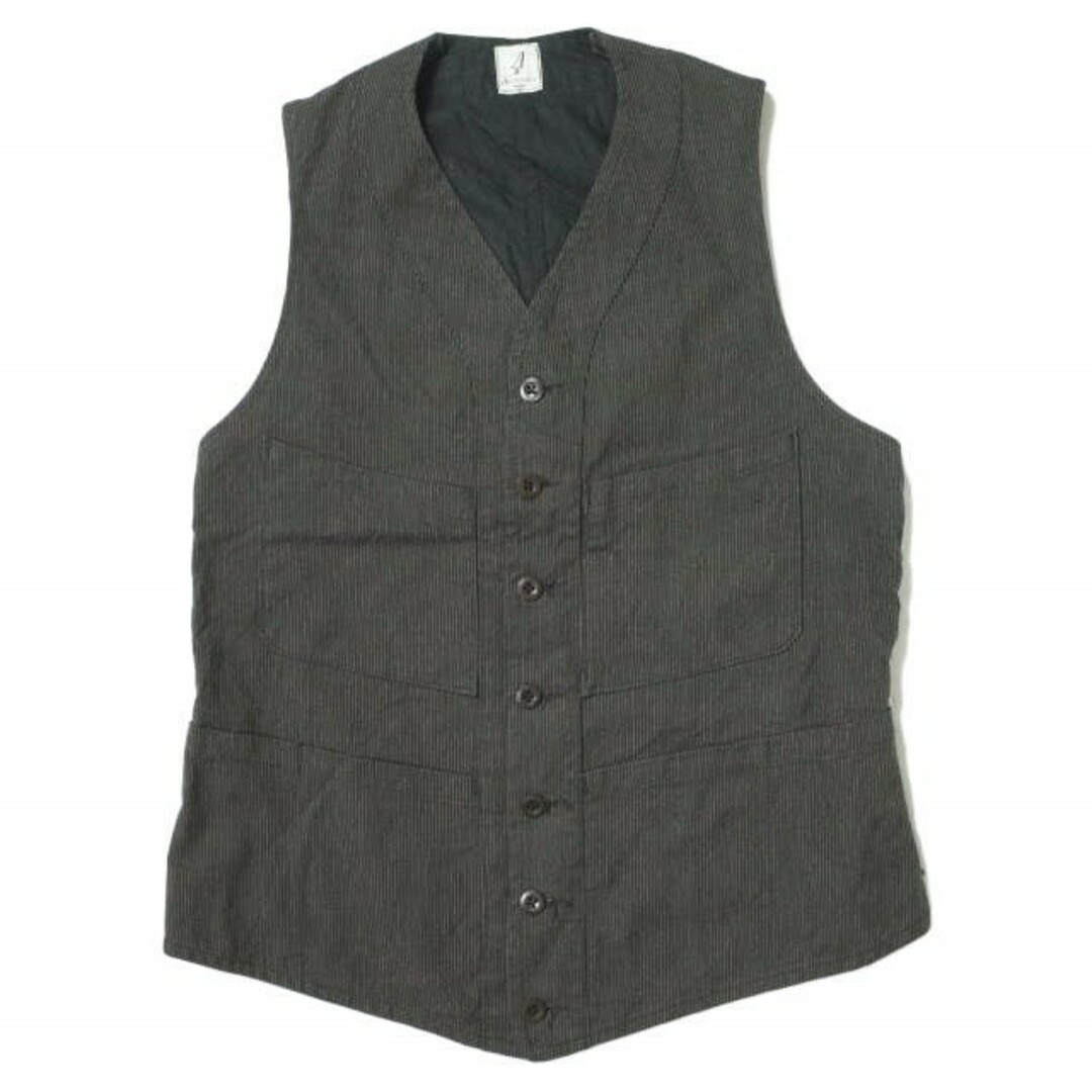 ANATOMICA アナトミカ フランス製 SAGAN VEST - COTTON WABASH STRIPE コットンストライプサガンベスト S BLACK ジレ ハンティング トップス【ANATOMICA】