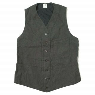 アナトミカ(ANATOMICA)のANATOMICA アナトミカ フランス製 SAGAN VEST - COTTON WABASH STRIPE コットンストライプサガンベスト S BLACK ジレ ハンティング トップス【中古】【ANATOMICA】(ベスト)