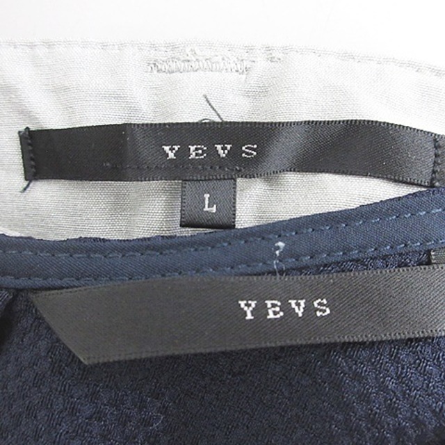 YEVS(イーブス)のイーブス ワンピース パンツ 2枚セット ひざ丈 半袖 スリム 紺 グレー L レディースのワンピース(ひざ丈ワンピース)の商品写真