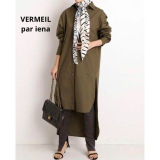 ヴェルメイユパーイエナ(VERMEIL par iena)のVERMEIL par iena　ロングシャツワンピース　カーキ　ミリタリー(ロングワンピース/マキシワンピース)