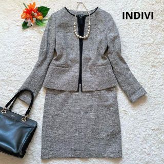 インディヴィ(INDIVI)の【美品】INDIVI　ツイードワンピースセットアップ　セレモニースーツ　36(スーツ)