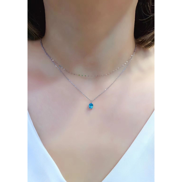 天然パライバトルマリン ネックレス0.67ct k18 ¥ - ネックレス