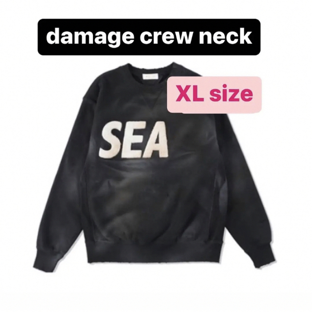 SEA Damaged Crew neck / Black - XL 注目 16630円引き vivacf.net