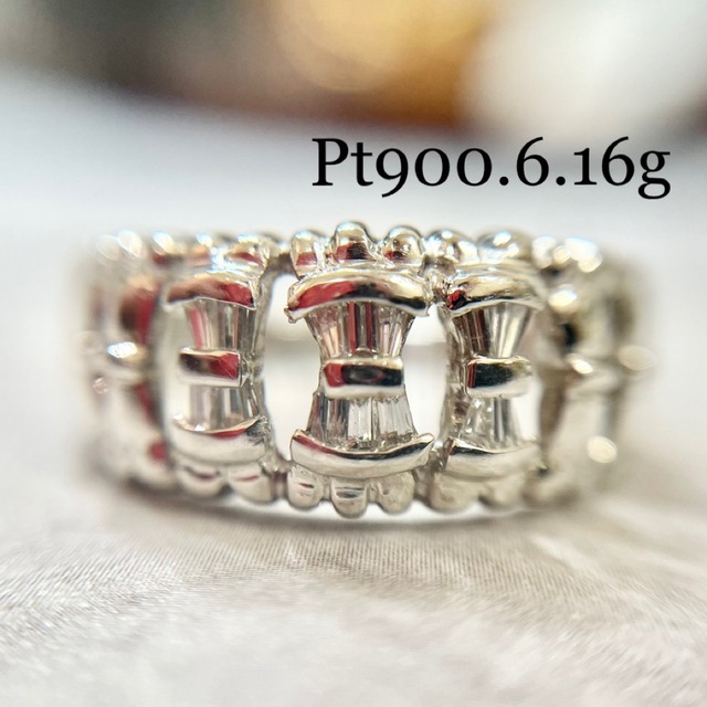 ☆日本の職人技☆ Pt900*18.5号*0.18ct*テーパーカットダイヤプラチナ